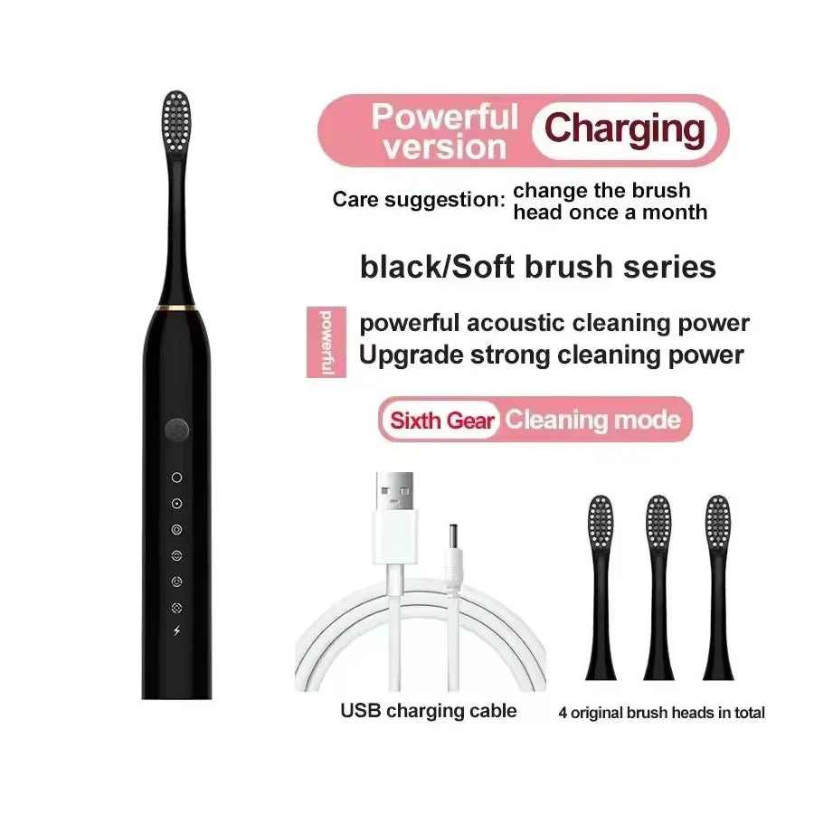 Electric Ultrasonic Toothbrush – 6 Speed Modes Soft Bristle USB Rechargeable Waterproof Tooth Cleaner | Automatic Toothbrush for Adults & Couples 7