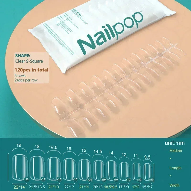 NAILPOP 120pcs Fake Nails Full Cover Press on Nails Coffin Soft Gel American Pose Capsule False Nail Tips for Extension System 28