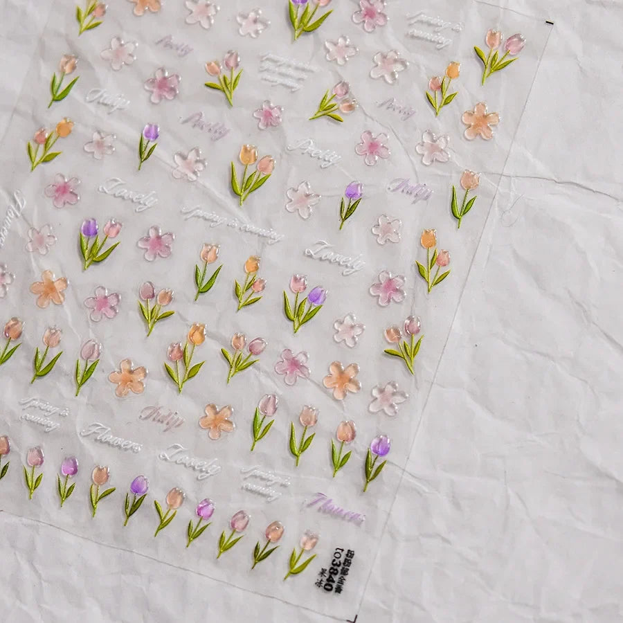 1pcs Dream Flower Window Shell Light Nail Art Stickers Japanese Flower Self Adhesive Stickers Press On Nails Decoration Decals 20