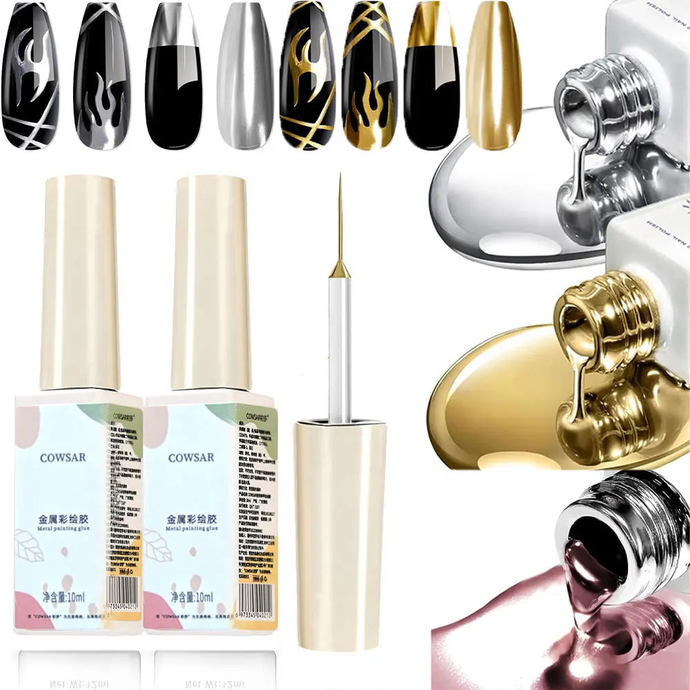 5/8/10/12ml 5D Metallic Painting Nail Gel Silver/Gold Liner Polish Mirror Chrome Effect Gel Nail Polish Soak Off UV/LED Drawing^ 1
