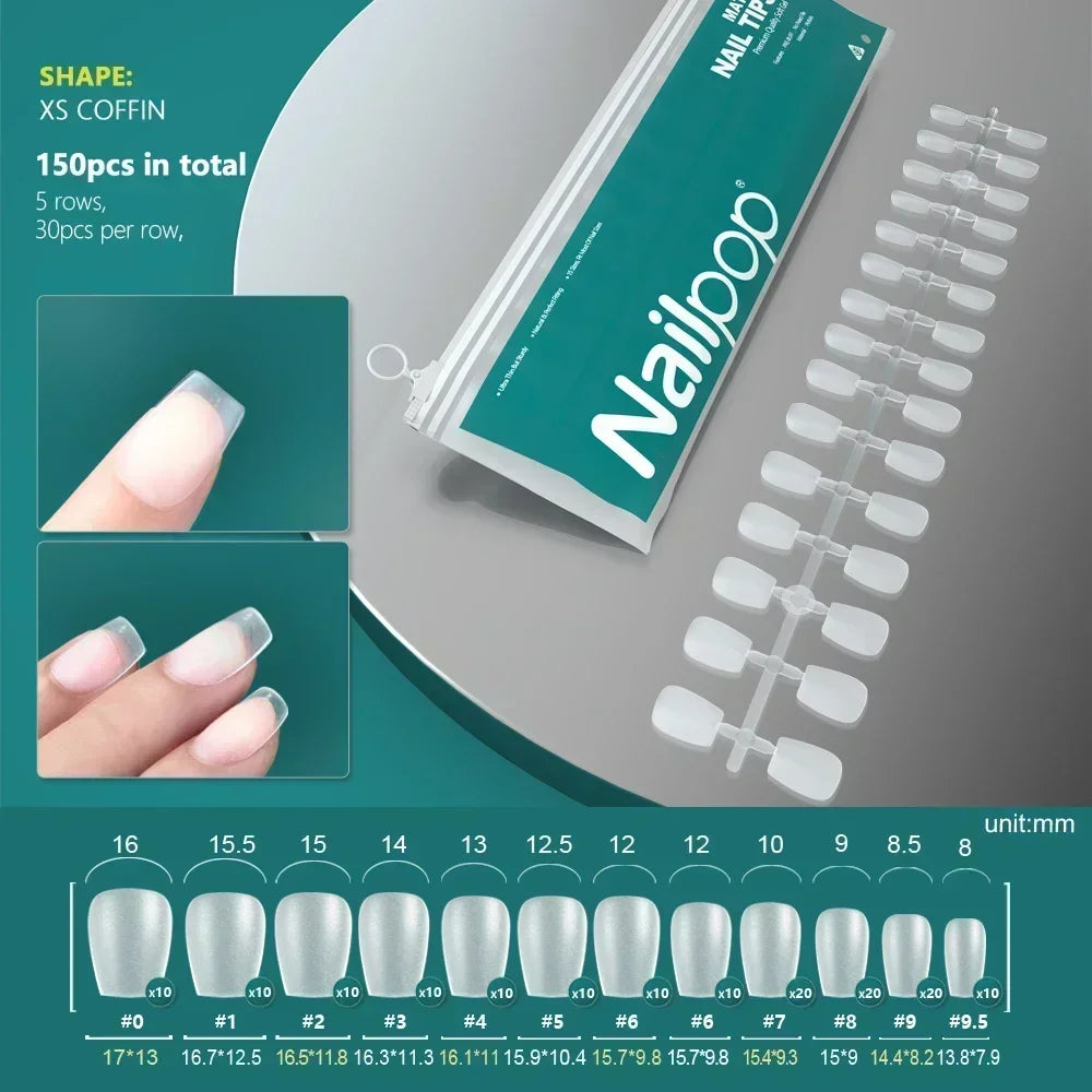 NAILPOP 120pcs Fake Nails Full Cover Press on Nails Coffin Soft Gel American Pose Capsule False Nail Tips for Extension System 10