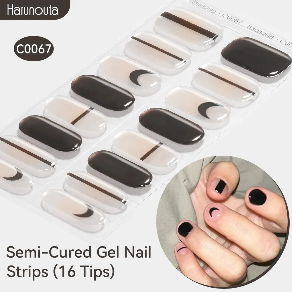 Gradient Auroras Semi Cured Gel Nail Strips Sparkly Shinning DIY Gel Polish Stickers for Nails Works with UV/LED Nail Lamps 58