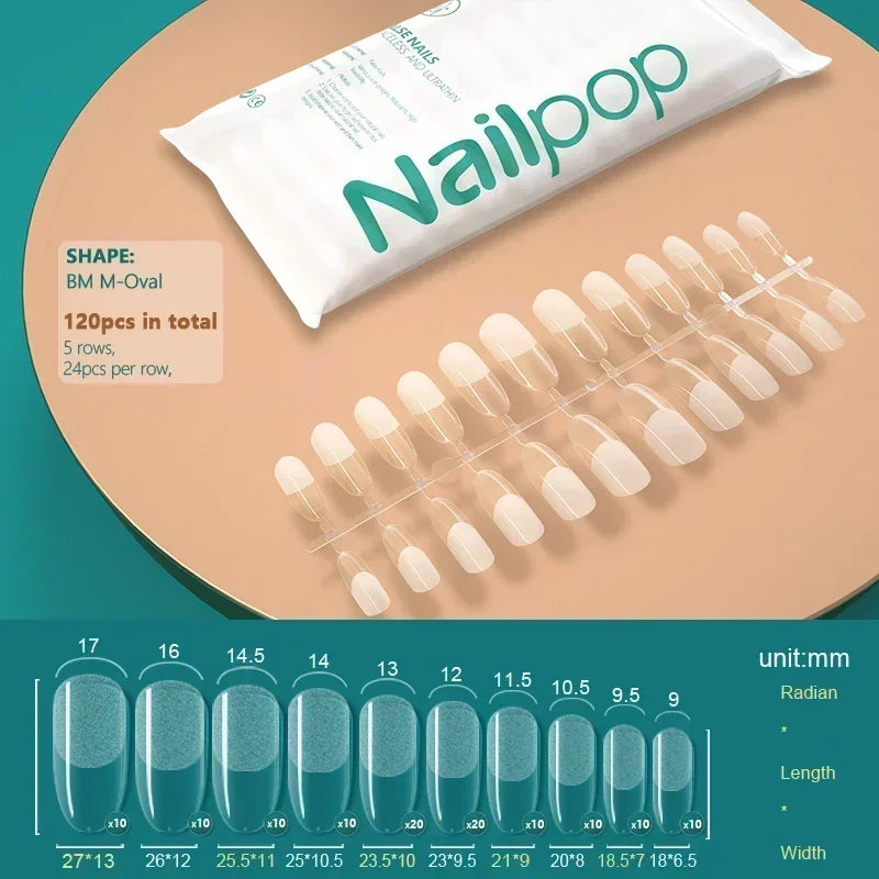 NAILPOP 120pcs Fake Nails Full Cover Press on Nails Coffin Soft Gel American Pose Capsule False Nail Tips for Extension System 24