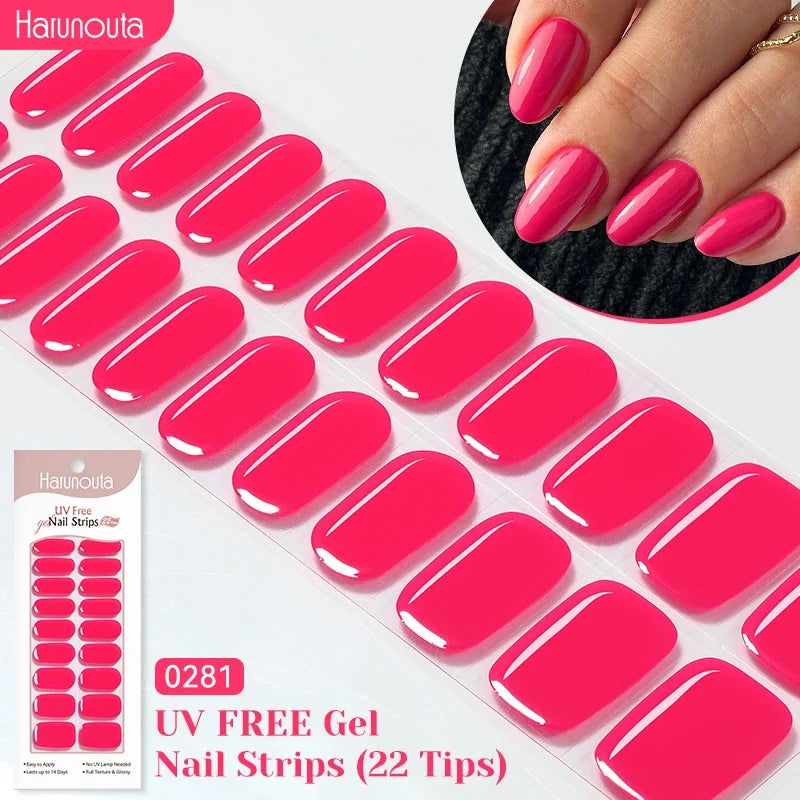 22strips UV Free Nail Gel Strips Loving Heart Gel Polish Nail Sticker Curing-free Adhesive Stickers for Nails Long Lasting Wrap 29