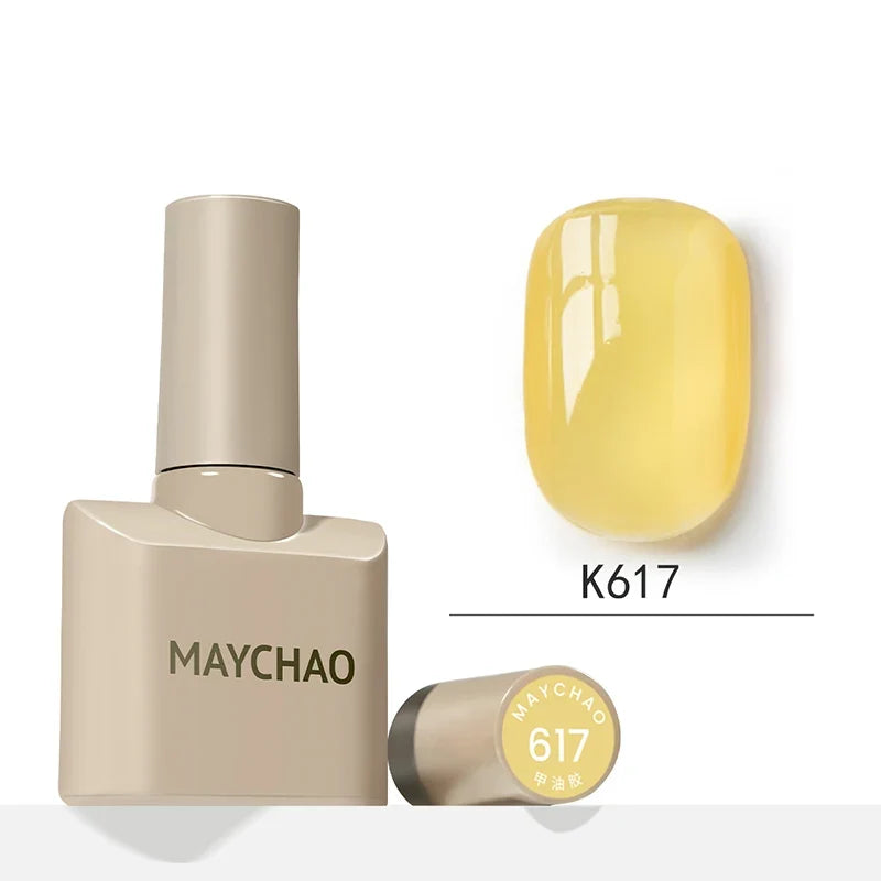 MAYCHAO 12ml Jelly Gel Nail Polish Semi Permanent Top Coat Soak Off UV LED Gel Art Nail Varnish Manicure Long Lasting Nail Gel 15