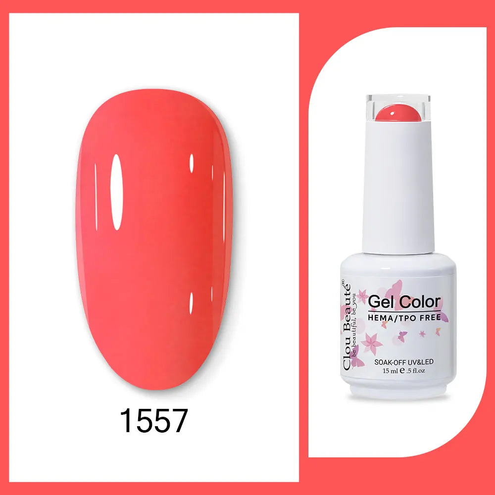 Clou Beaute 15ml Red Black White Green Neon Gel Nail Polish Base Top Coat Velvet Top 400 Colors Semi Permanent Gel Nail Varnish 34