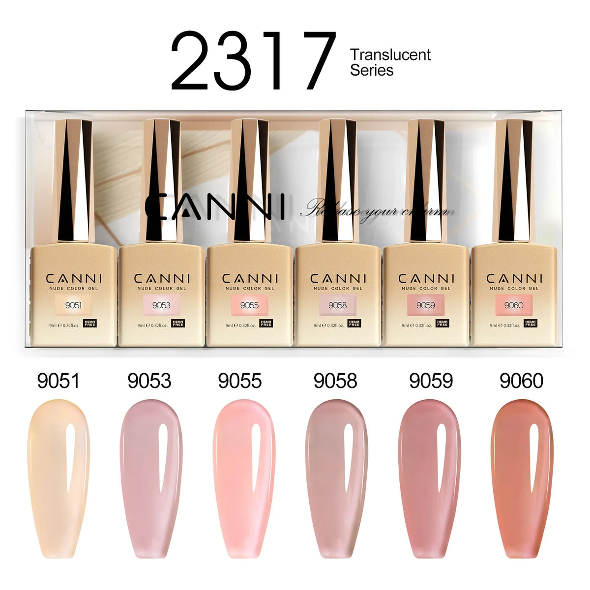 6pcs*9ml CANNI HEMA FREE Nail Gel Polish Set Gorgeous Color Semi Permanent Pigmented Painting Gel Soak off UV LED Gel Nails Kit 31