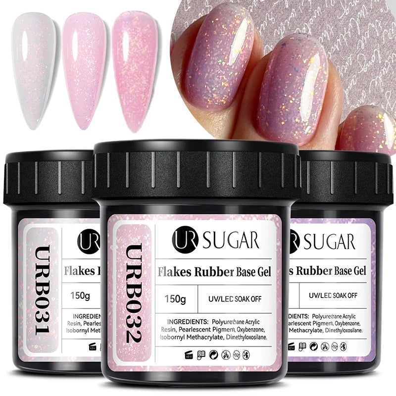 UR SUGAR 150g Rubber Base Gel Nail Polish Sparking Aurora Glitter Rubber Varnish Soak Off Semi permanent UV LED Gel Manicure 3