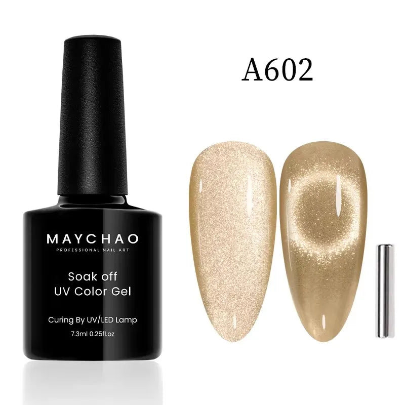 MAYCHAORomantic Galaxy Cat Eye Gel Nail Polish With Magnet Soak off UV Holographic Magnetic Rainbow Gel Polish for Nail Manicure 75