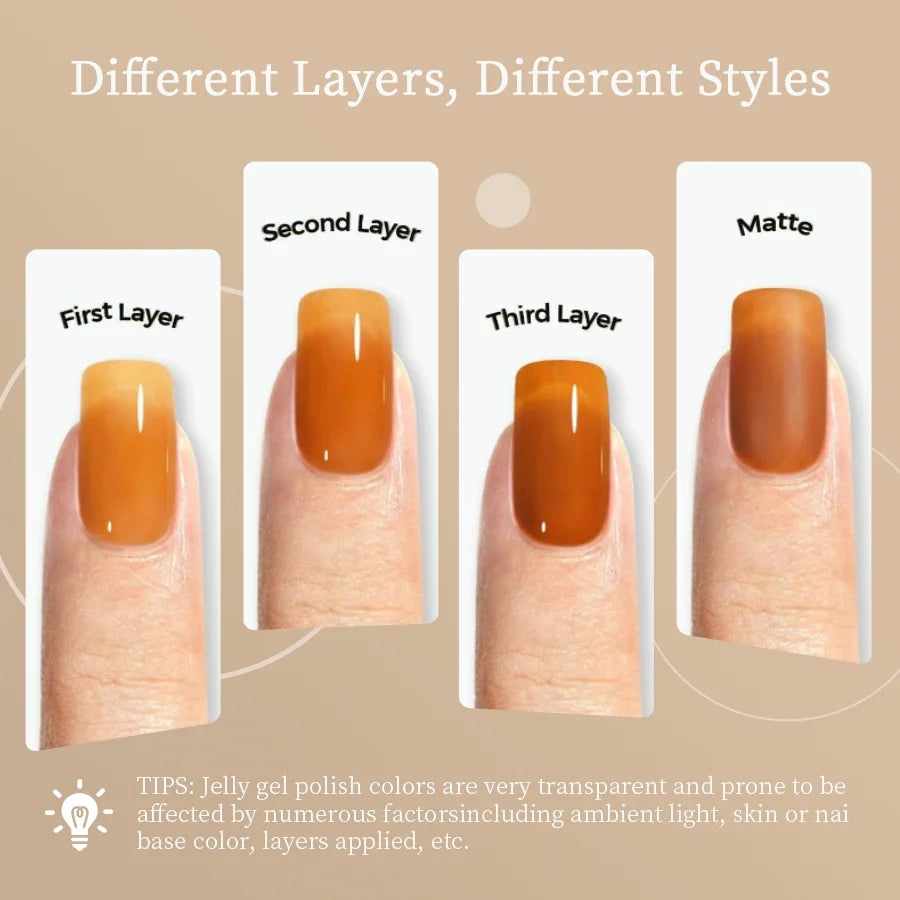 RSNAIL 10g Jelly Amber Gel Nail Polish Crystal Brown Nail Gel DIY Translucent Color Nail Art Gel Permanent UV Gel Polish Varnish 4