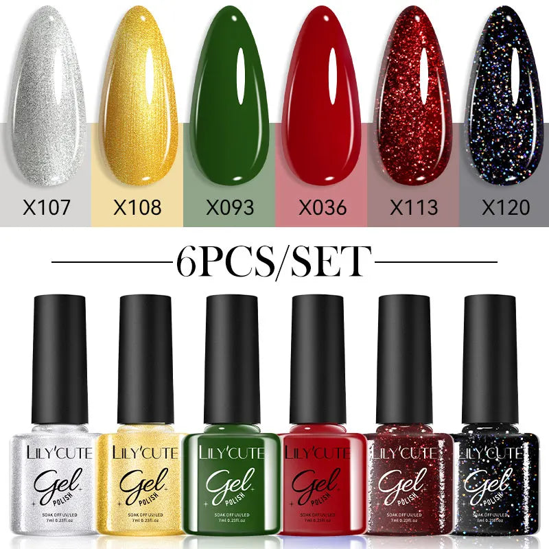 LILYCUTE 6Pcs/set 7ml Coffee Series Gel Nail Polish Kit 125 Colors Manicure Semi Permanent Soak Off UV Nail Art Gel Varnish 7