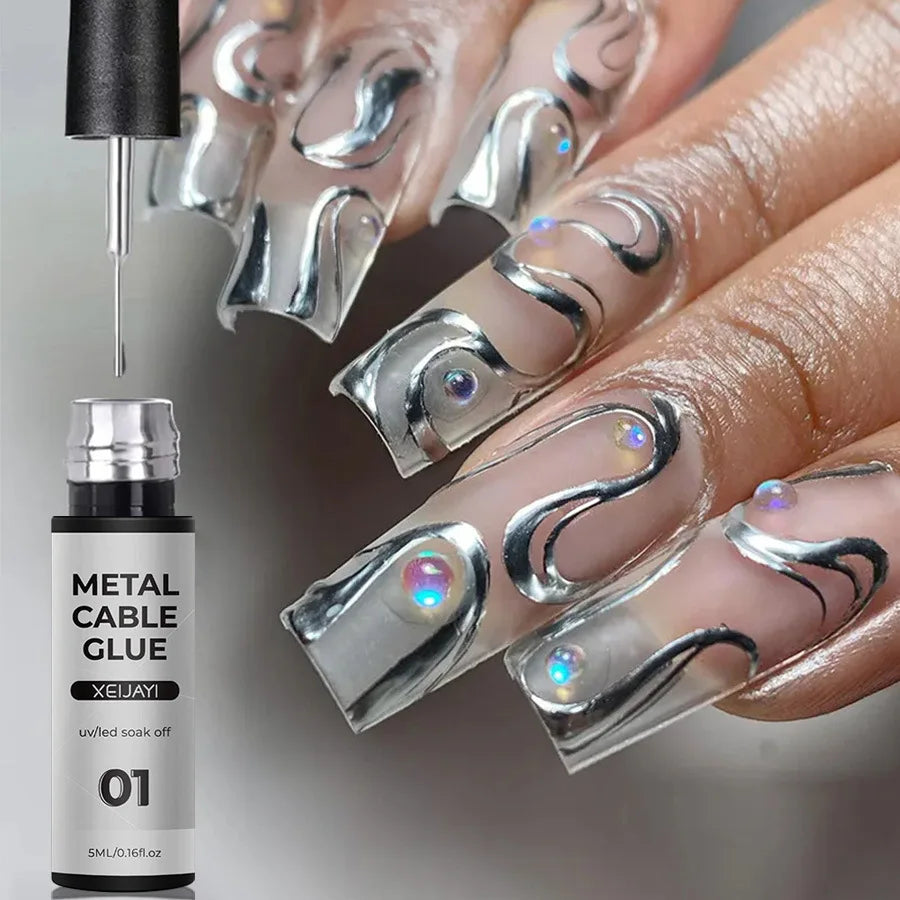 5/7/8ml Super-Bright Metallic Painting Liner Gel Polish Silver/Gold/Rose Mirror Gel Nail Polish Semi Permanent UV Nail Art Verni 3