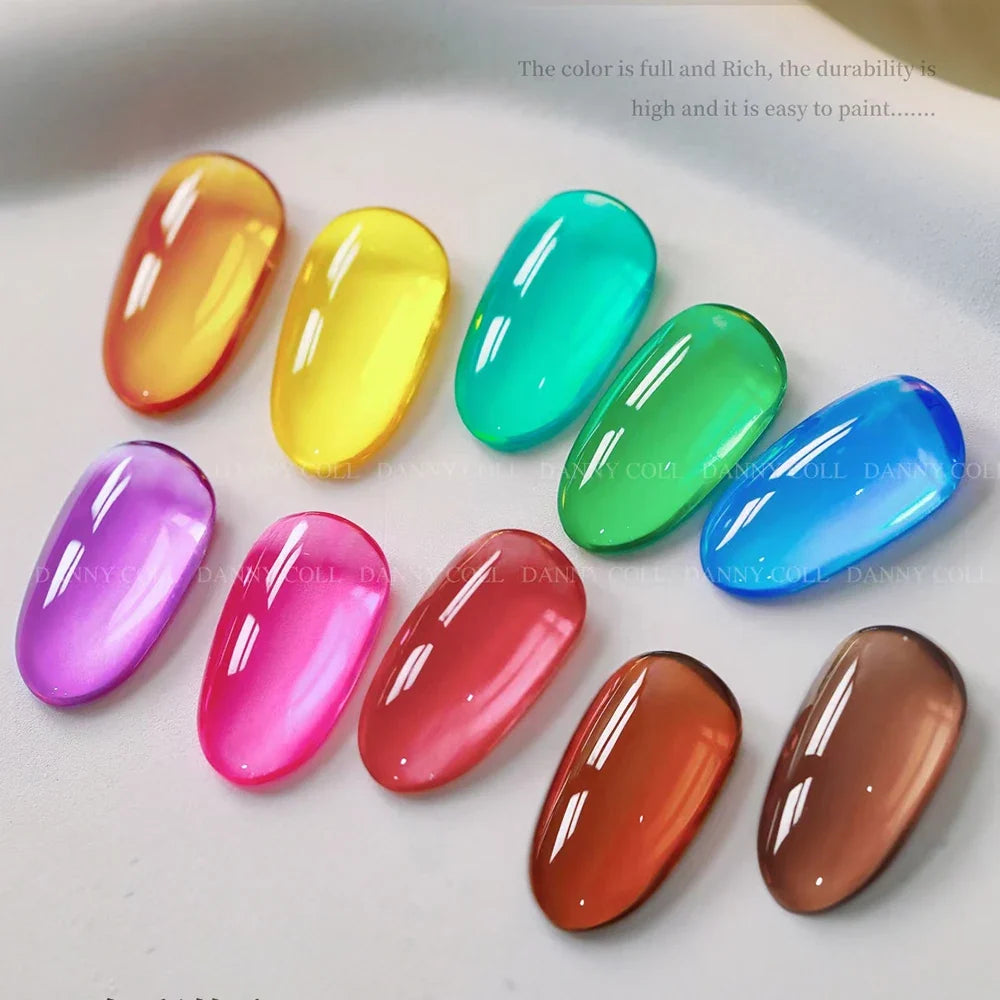 Translucent Glaze Colors Gel Nail Polish Set Varnish Lacquer Jelly Clear Gel Nail Art Gemstone LED&UV Syrup Gel Polish Kit 15ml 4