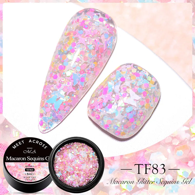 MEET ACROSS 5ml Pink Dried Flower Gel Nail Polish Natural Flower Fairy Nail Art Gel Soak Off UV LED Painting Varnishes For Nails 43