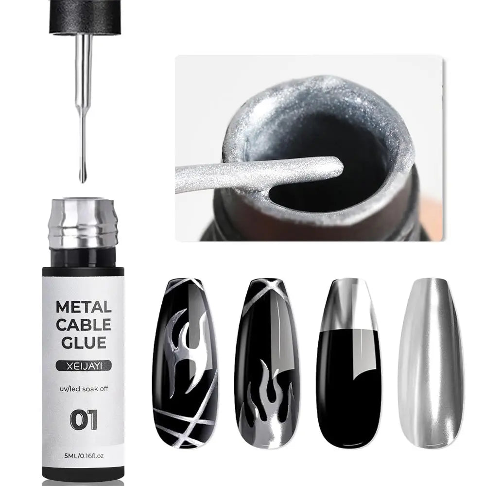 5/7/8ml Super-Bright Metallic Painting Liner Gel Polish Silver/Gold/Rose Mirror Gel Nail Polish Semi Permanent UV Nail Art Verni 4