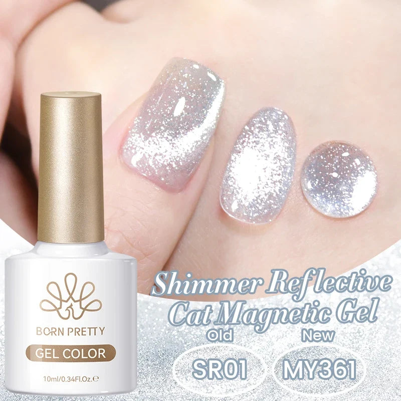 BORN PRETTY 10ml Silver Water Light Cat Magnetic Gel Nail Polish Nail Supplies Vernis Semi Permanent Gel for Fall Winter Nails 78
