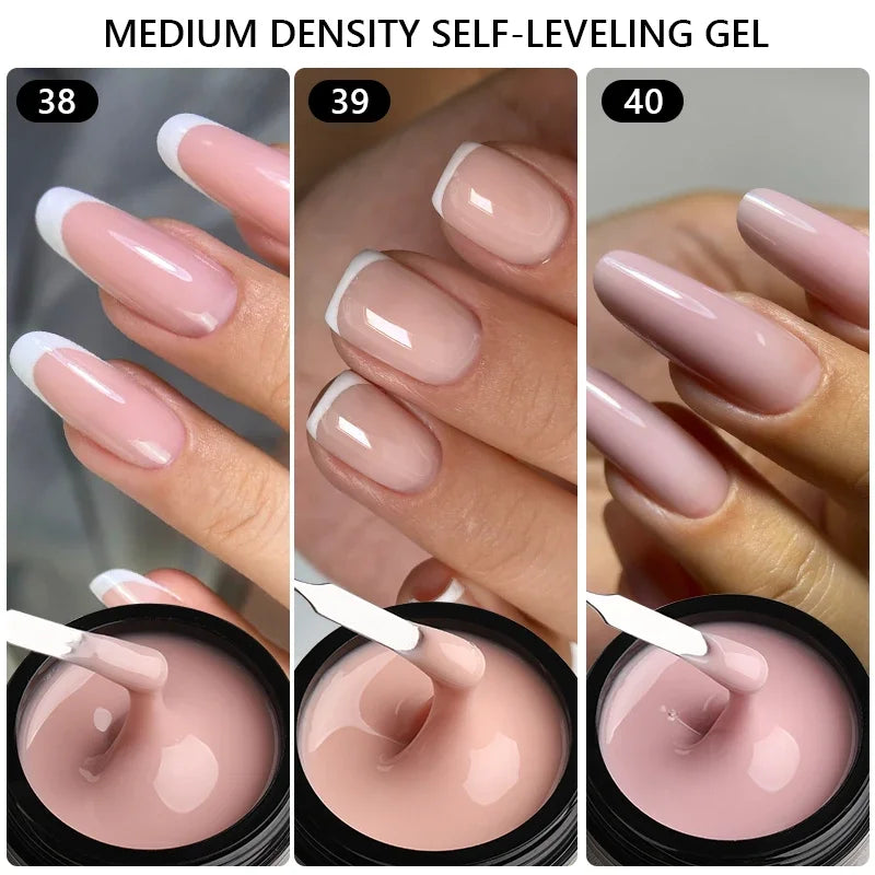MSHARE 50ml Natural Nails Gel Builder Nalil Tpo Free Self Leveling Gel for Nail Extension Construction Pink Shade UV Led Gel 4