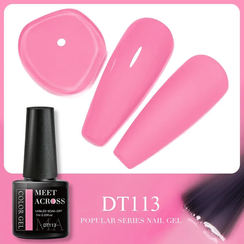 MEET ACROSS 5ml Pink Dried Flower Gel Nail Polish Natural Flower Fairy Nail Art Gel Soak Off UV LED Painting Varnishes For Nails 73