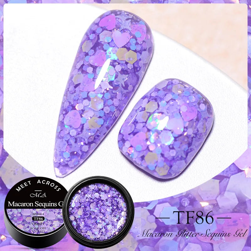 MEET ACROSS 5ml Pink Dried Flower Gel Nail Polish Natural Flower Fairy Nail Art Gel Soak Off UV LED Painting Varnishes For Nails 57