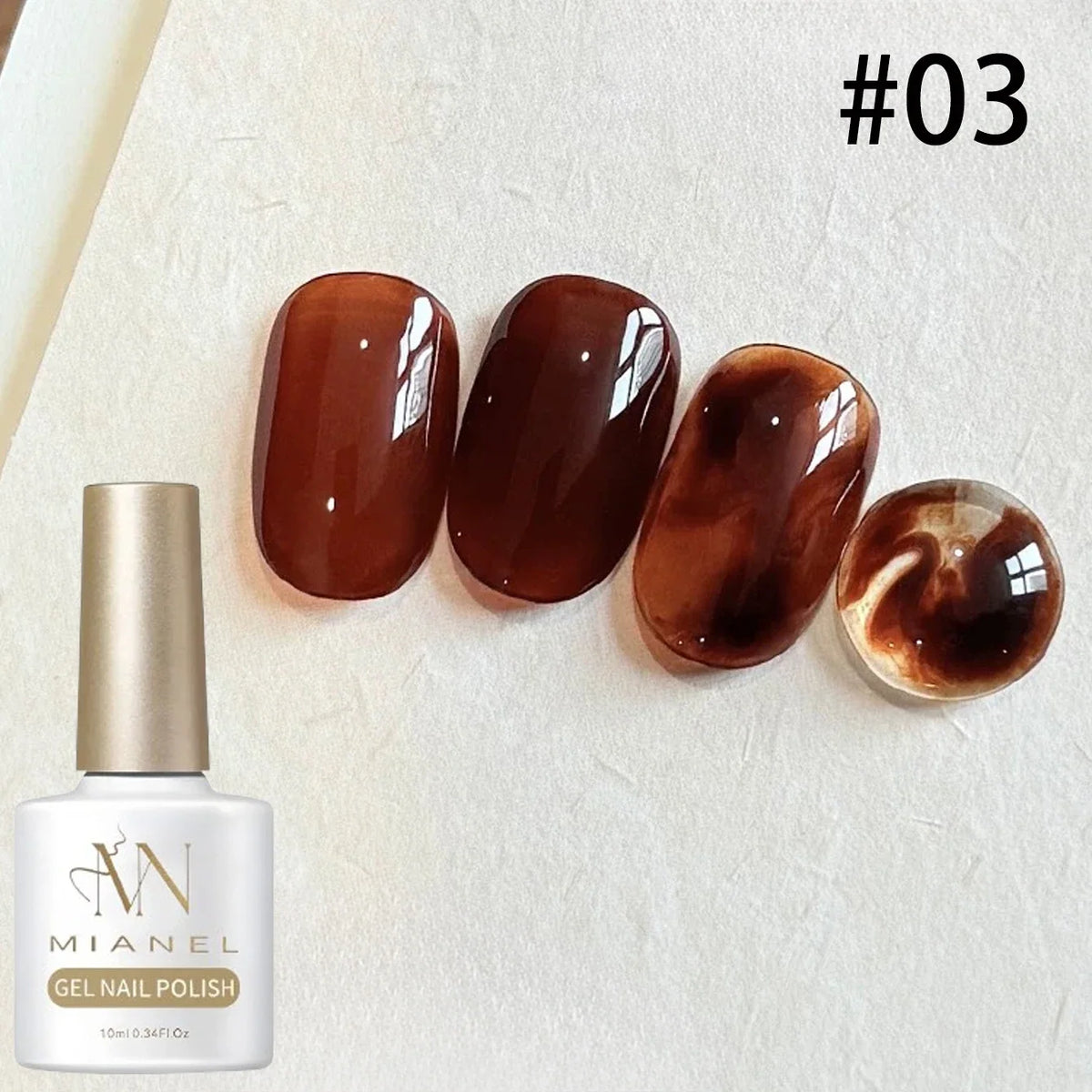 MIANEL 10ML Brown Amber Series Jelly Gel Nail Polish 2026 New Popular Ice Clear Caramel Nail Polish Black Nails 1-6pcs 7