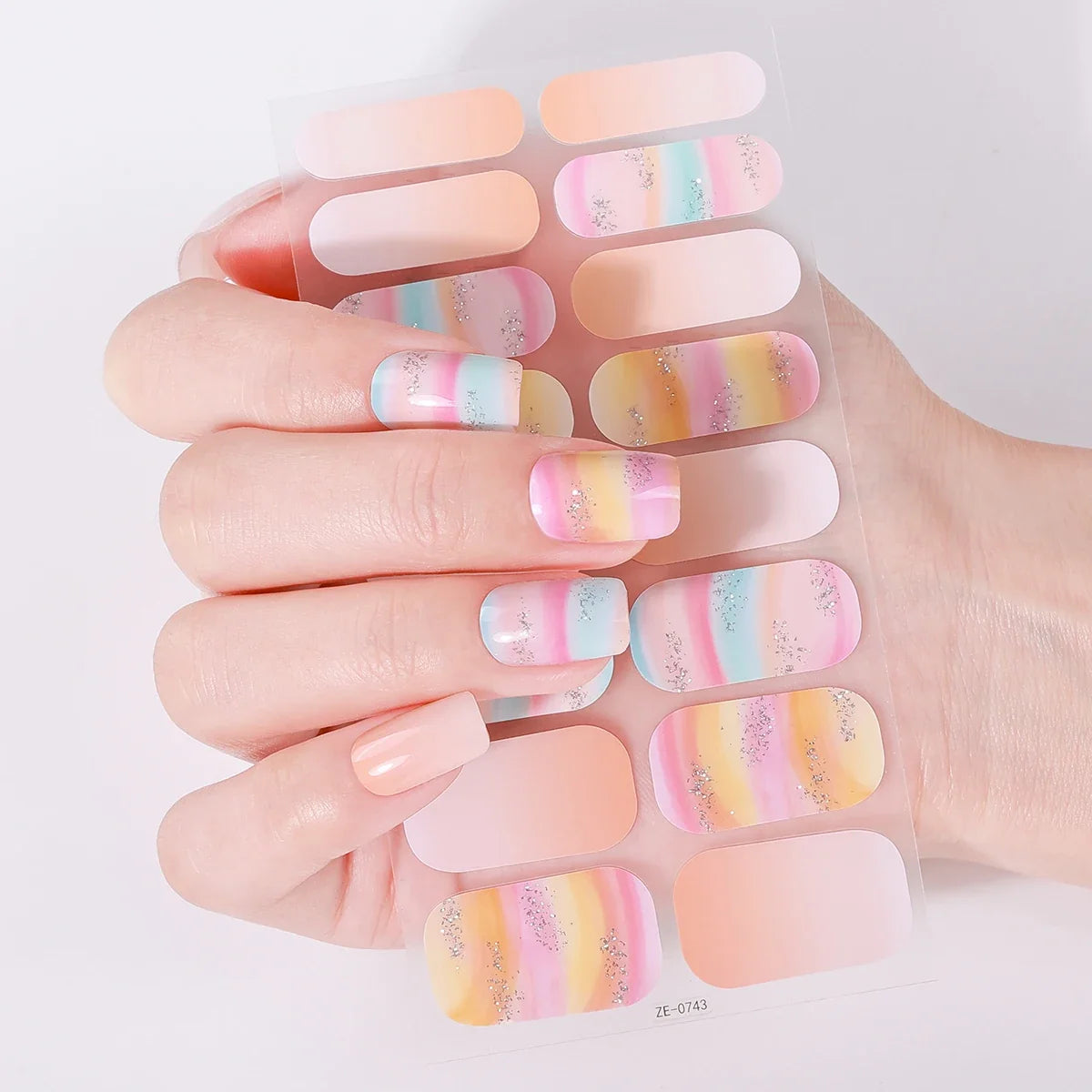 16Tips Full Cover Baking-Free Nail Polish Strips Summer Beach Coconut Tree Self-Adhesive DIY Nail Stickers Manicure Decoration 5
