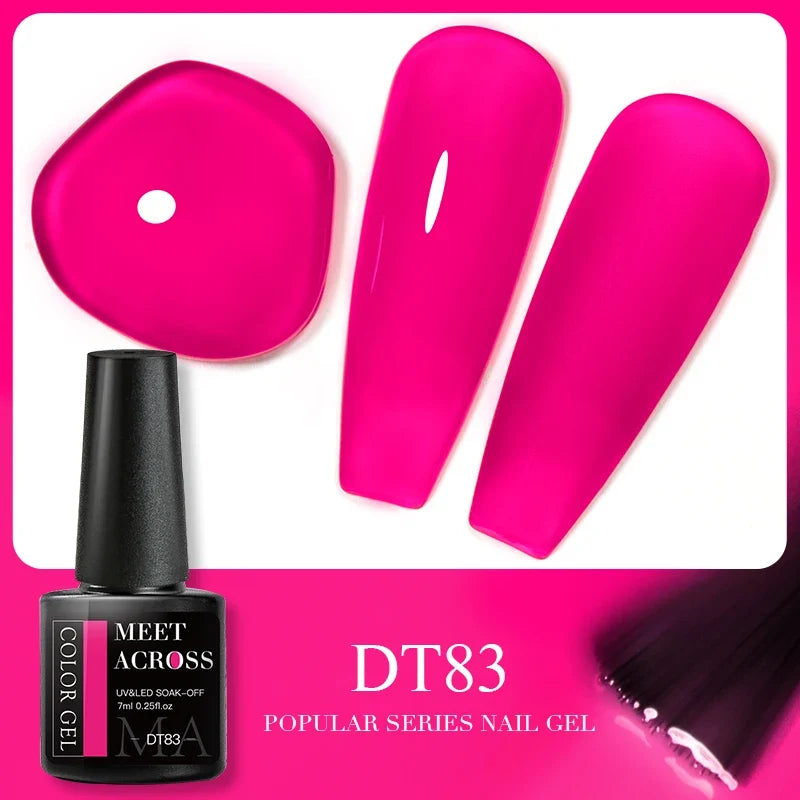 MEET ACROSS 5ml Pink Dried Flower Gel Nail Polish Natural Flower Fairy Nail Art Gel Soak Off UV LED Painting Varnishes For Nails 8