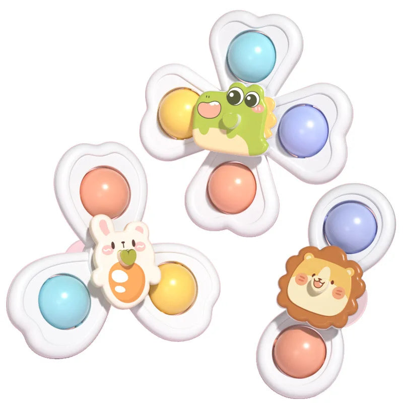 3 in 1 Suction Cups Spinning Top Toy For Baby Game Infant Teether Relief Stress Educational Rotating Rattle Bath Toys For Kids 7