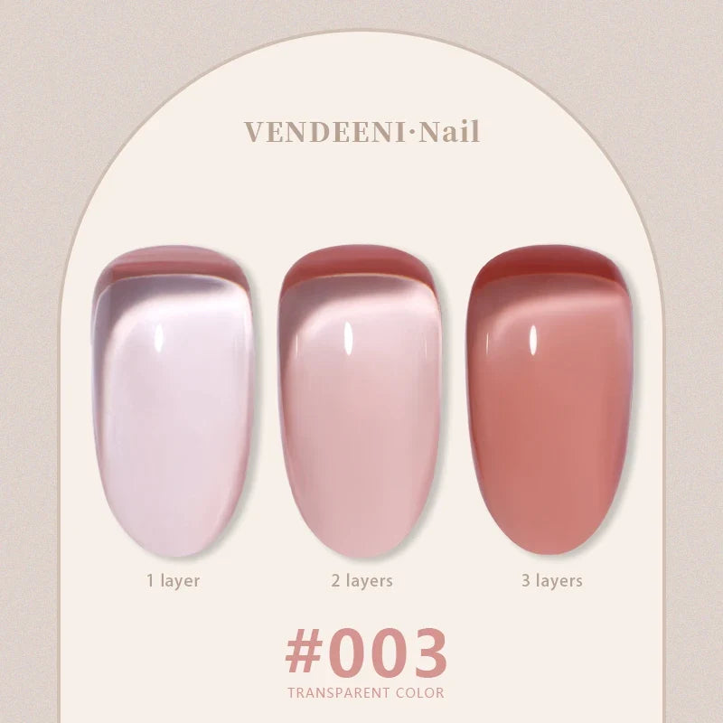 Vendeeni 24 Colors Jelly Transparent Gel Nail Polish Nude Pink Skin Color UV Soak Off Gel Varnish Jade Nail Art Gel Lacquer 15ml 14