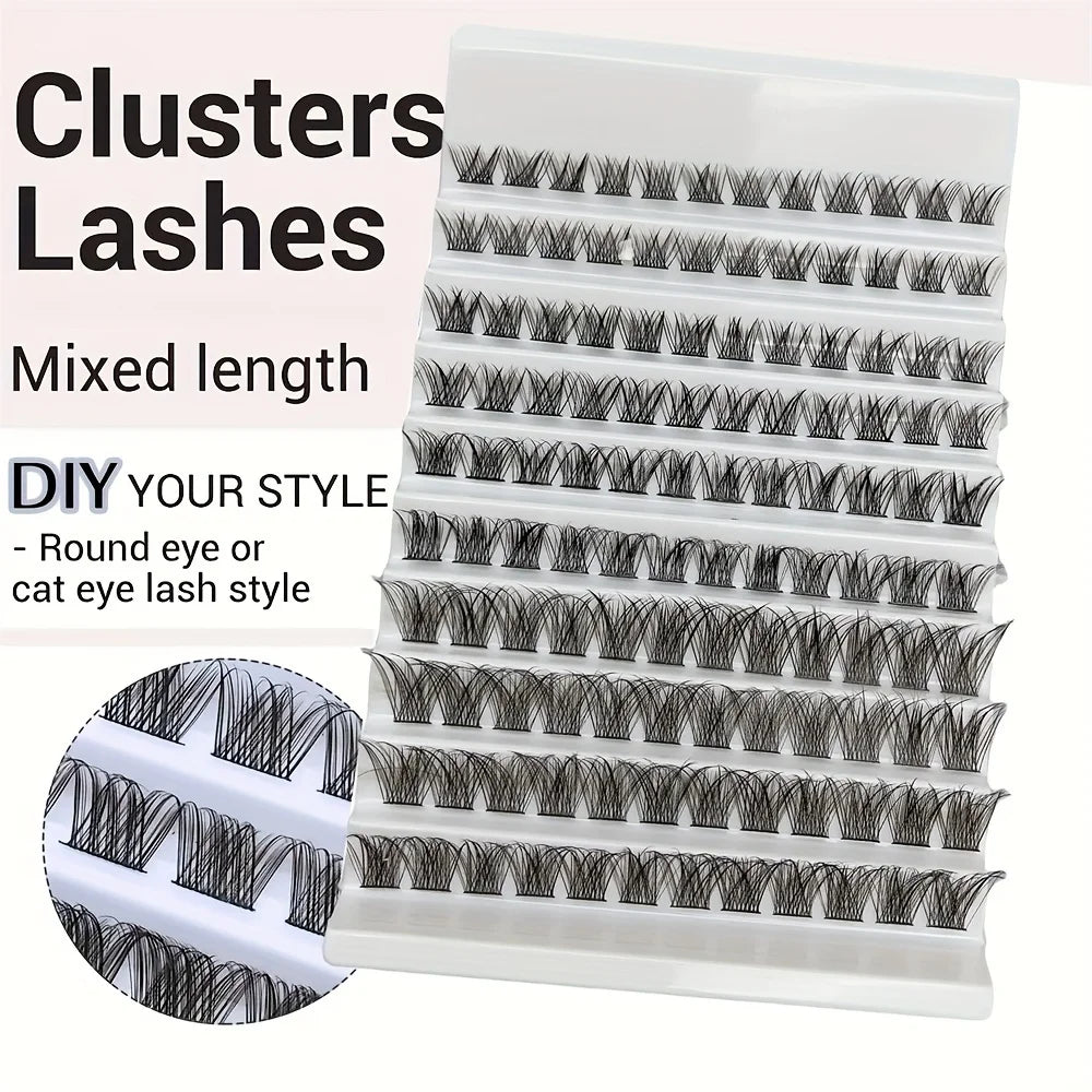 10 Rows Single Cluster Fluffy Lash Natural Look Eyelash Extensions 8-16MM Mixed Length D Curl Individual Lash Bundles 40D 4