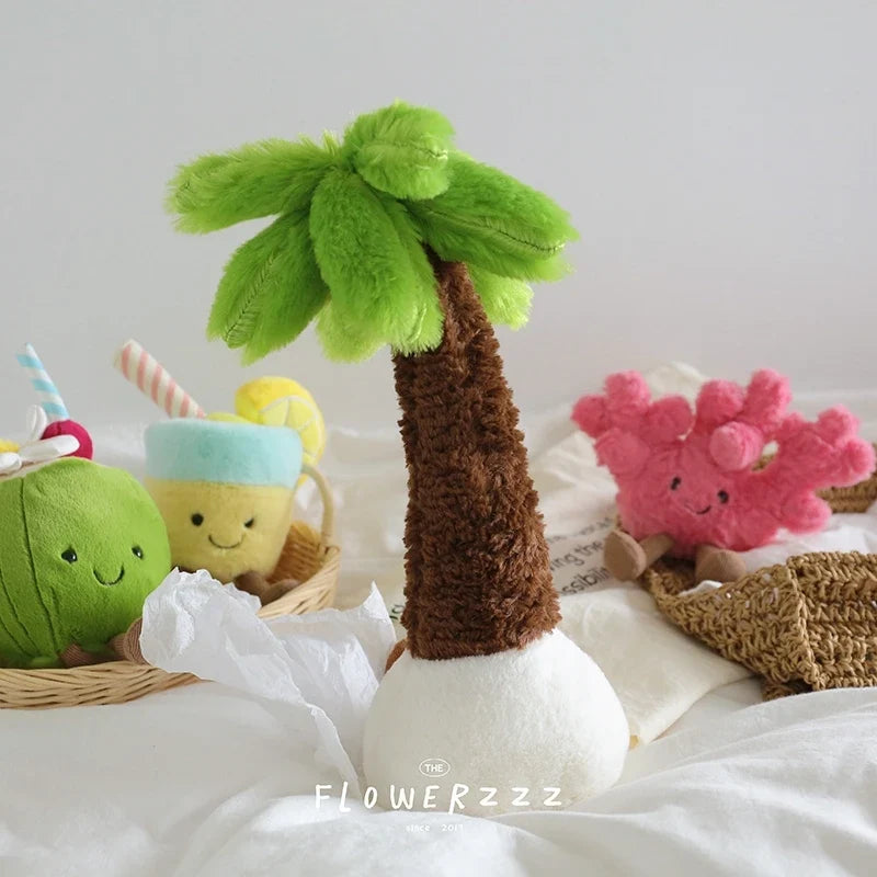 Lemonade Coconut Plush Toy – Very Soft Palm Tree & Red Coral Cartoon Doll, Cute Home Décor & Christmas Gift 6