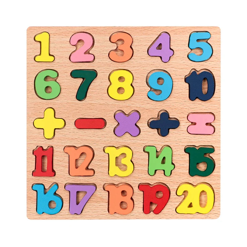 Kids Alphabetic Arithmetic Number Geometric Shapes Wooden Puzzle Montessori Preschool Learning Educational Game Toy for Children 8