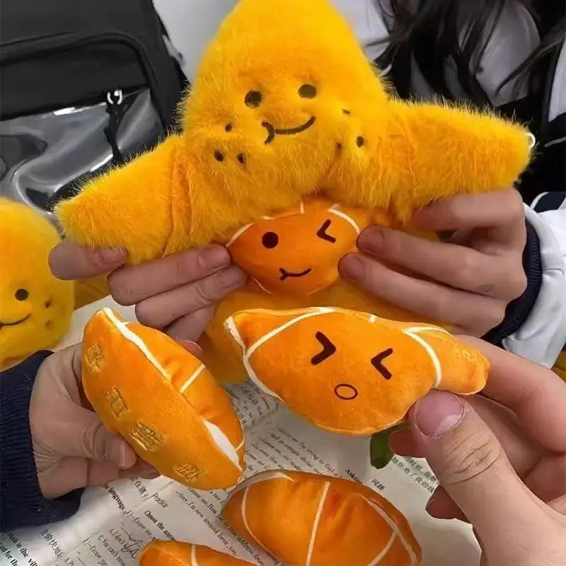 12cm Peelable Orange Plush Keychain – Soft Fruit Segment Stuffed Toy Backpack Pendant, Cute Cartoon Food Gift 5