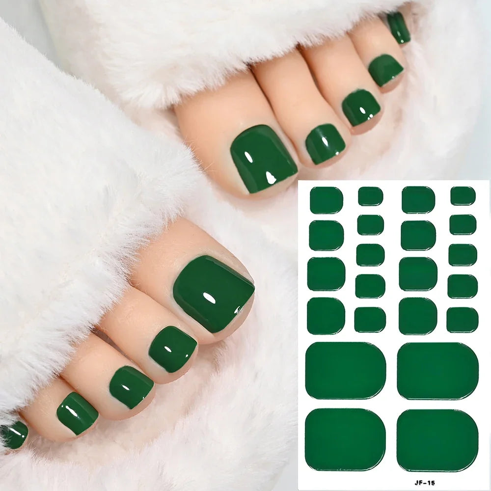 1pcs 22tips Gradient Glitter Full Toe Nail Wraps 3D Shiny Omber Pink/Purple/blue Toe Nail Polish Stickers Baking Free Toe Strips 41