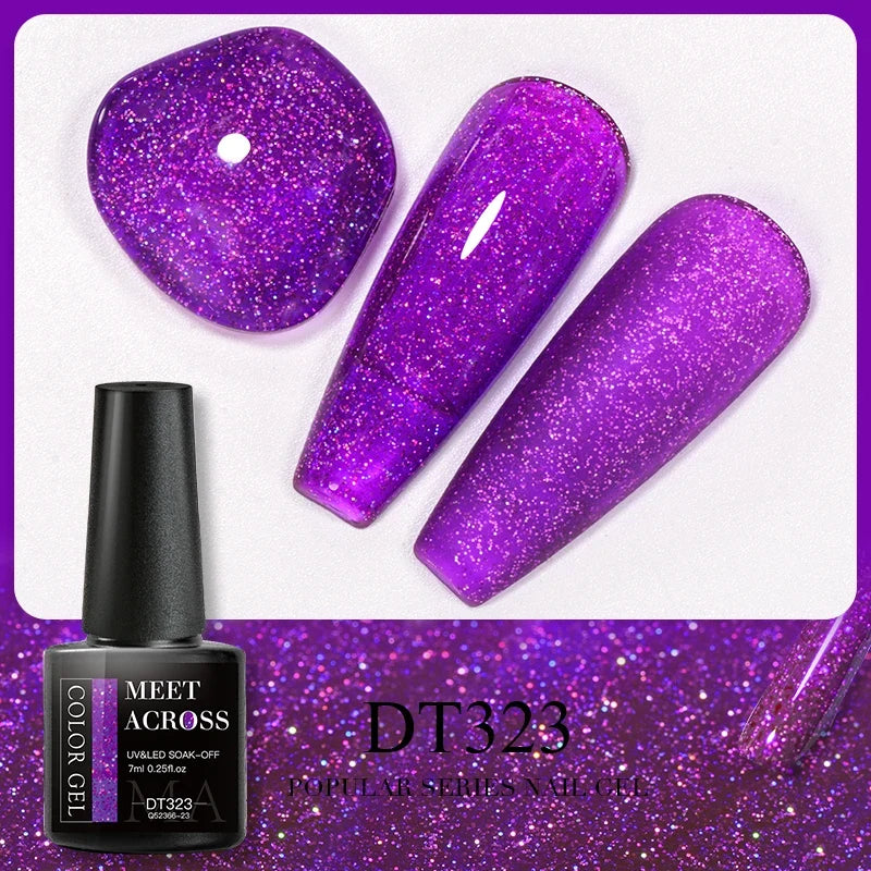 MEET ACROSS 5ml Pink Dried Flower Gel Nail Polish Natural Flower Fairy Nail Art Gel Soak Off UV LED Painting Varnishes For Nails 54