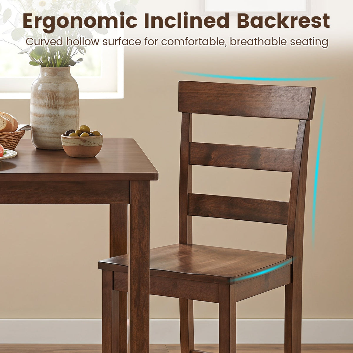 Counter Height Bar Stools Set of 2 - Rubber Wood Frame 5