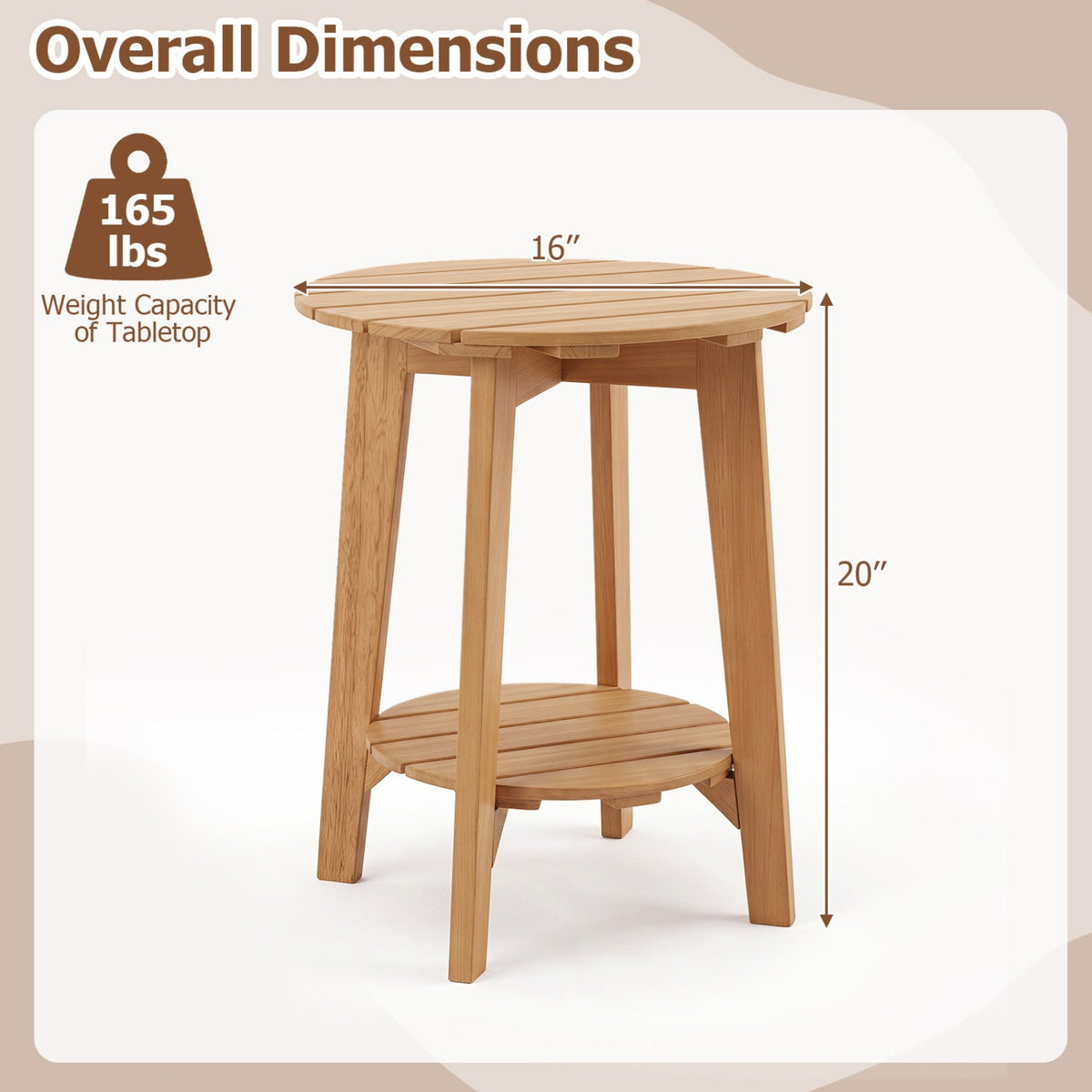 Eucalyptus Wood Side Table Set of 2 with Storage Shelf 3