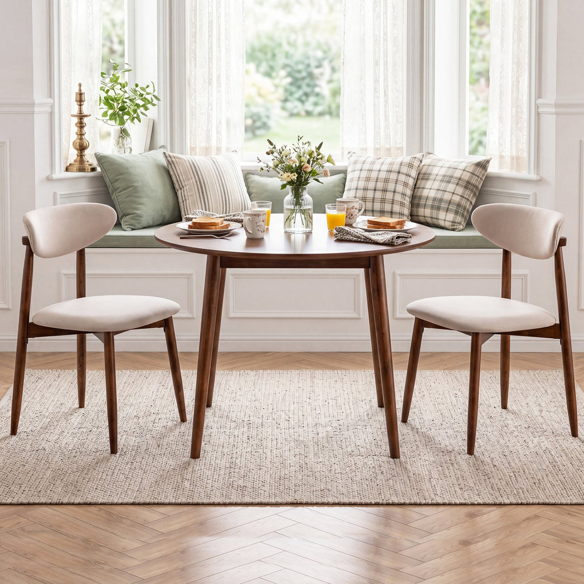Upholstered Dining Chairs with Curved Back, Set of 2 2