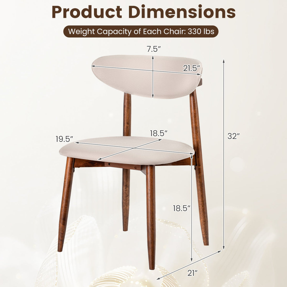 Upholstered Dining Chairs with Curved Back, Set of 2 4