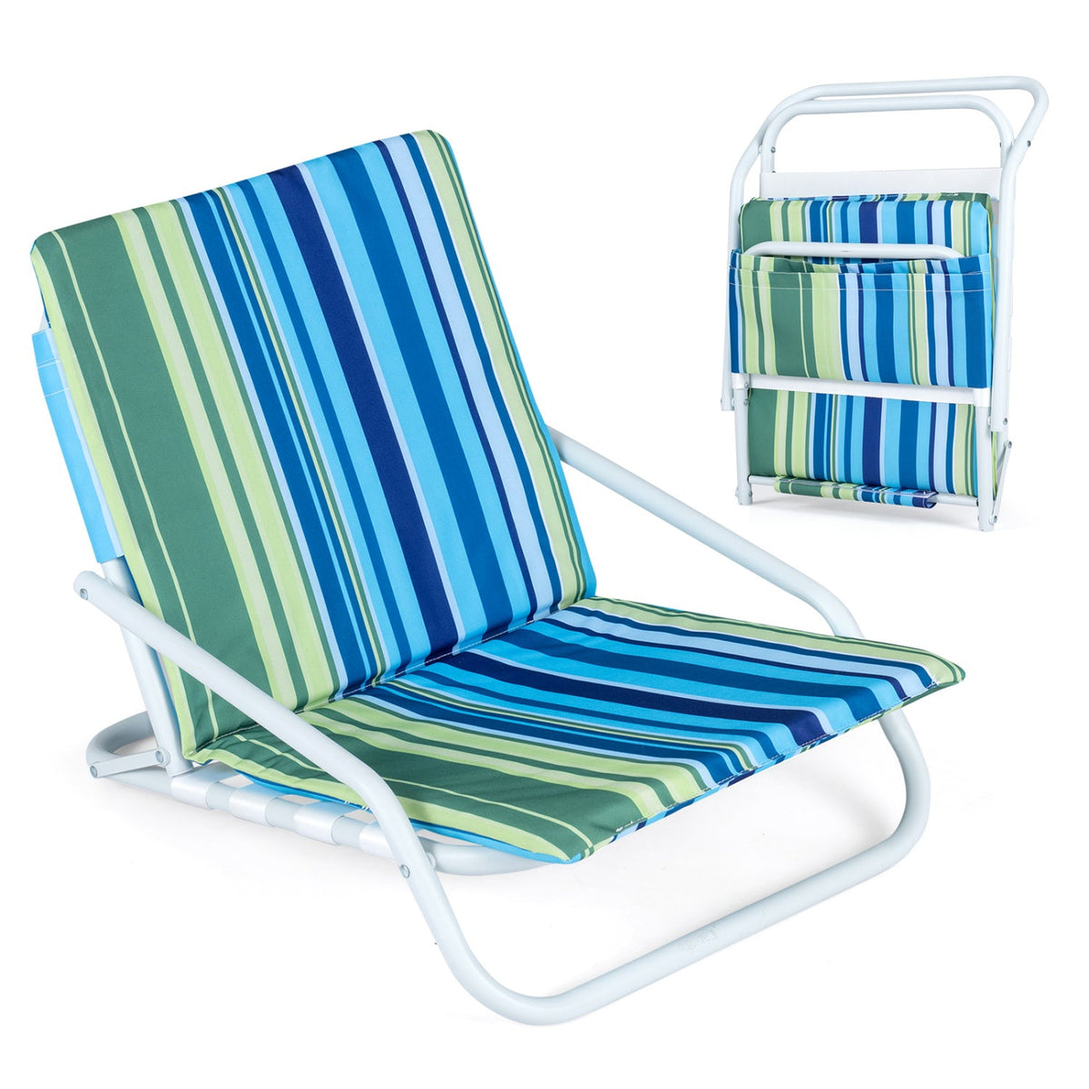 Folding Beach Chairs Set of 2 with Padded Seat 11