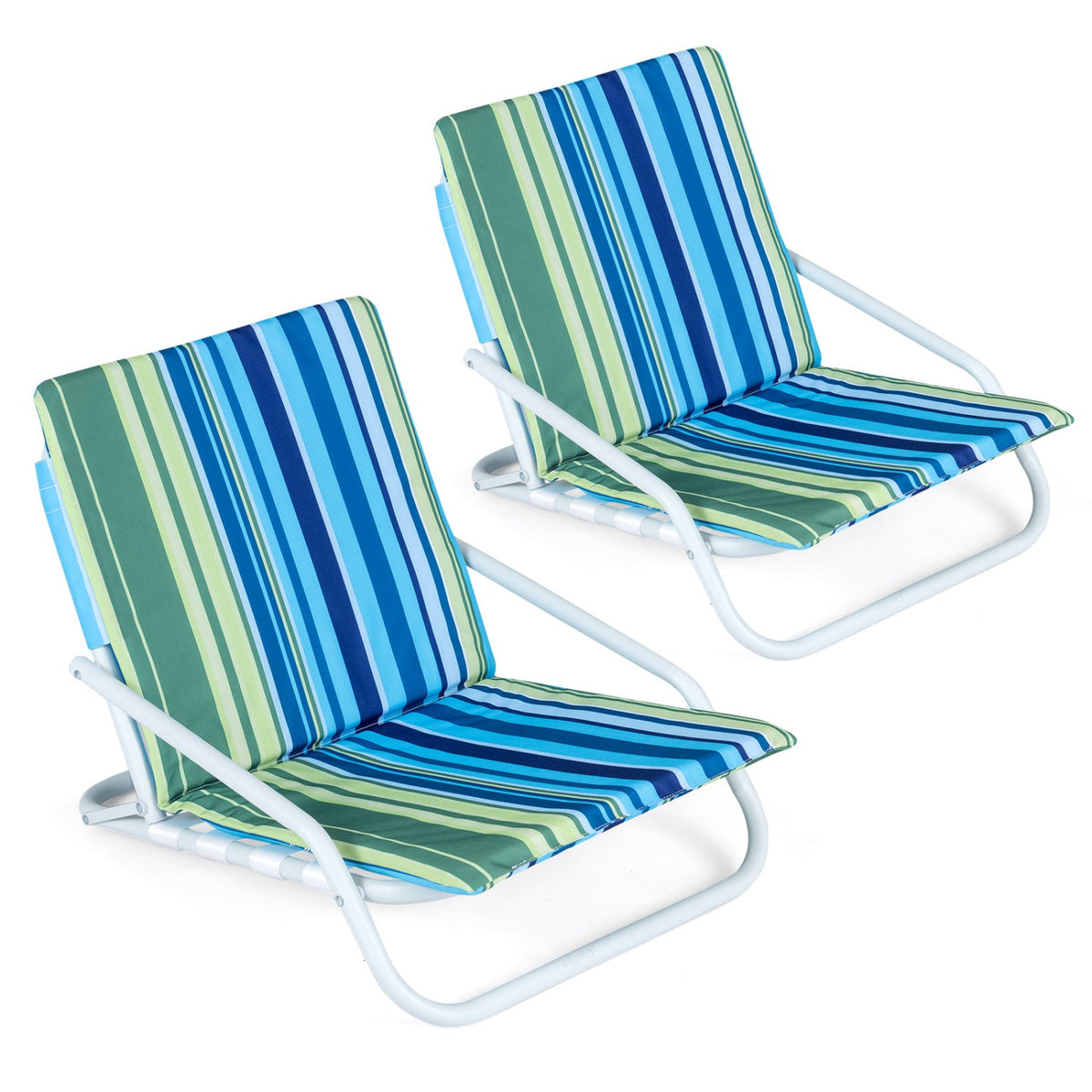 Folding Beach Chairs Set of 2 with Padded Seat 12