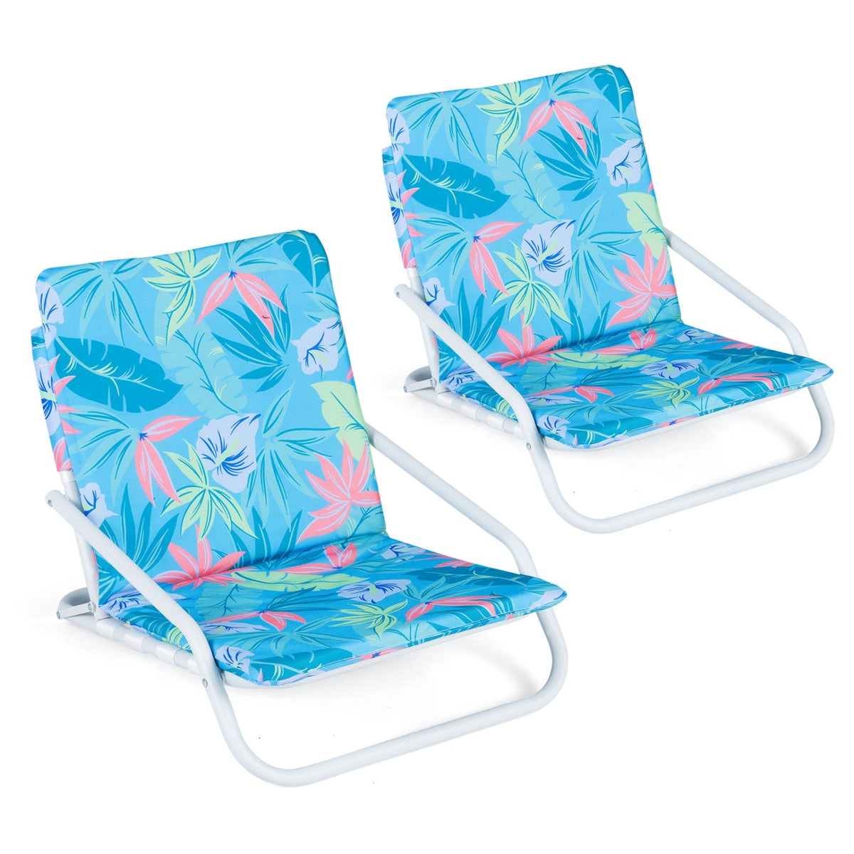Folding Beach Chairs Set of 2 with Padded Seat 4