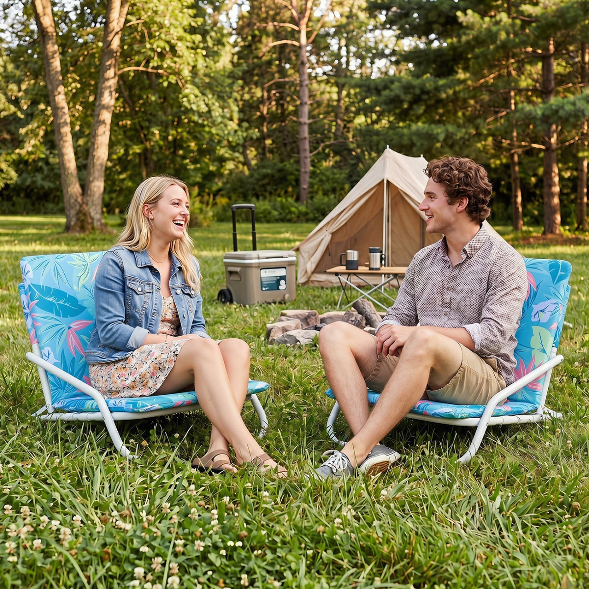 Folding Beach Chairs Set of 2 with Padded Seat 6