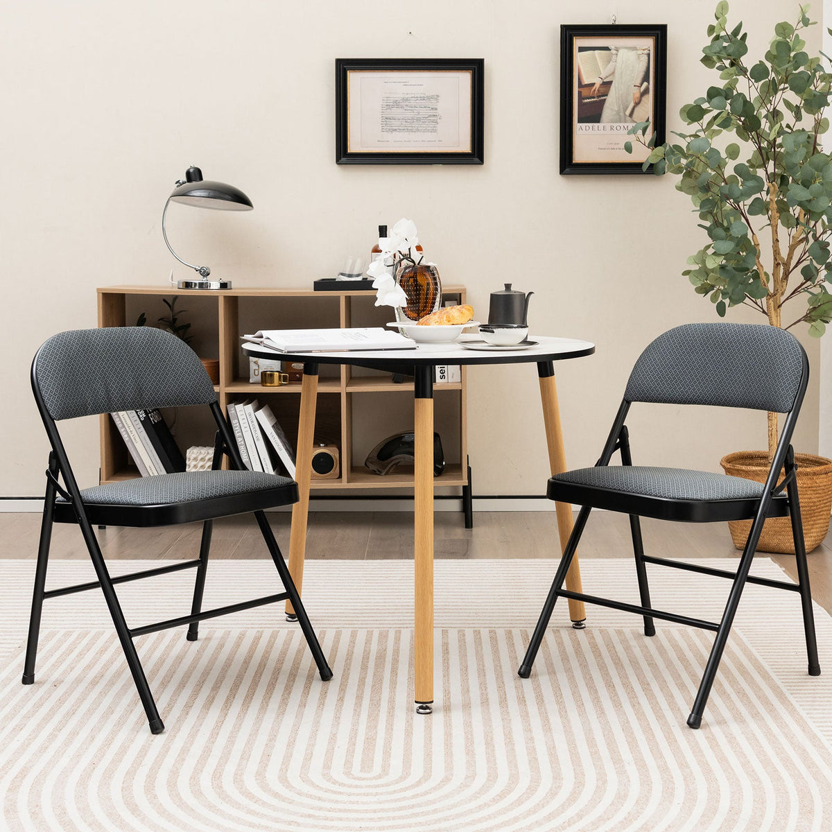 4 Pieces Fabric Upholstered Padded Seat Folding Chairs Seet 16
