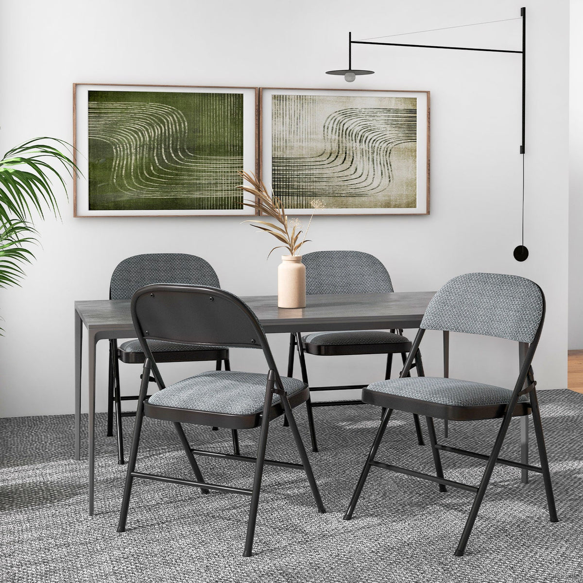 4 Pieces Fabric Upholstered Padded Seat Folding Chairs Seet 14