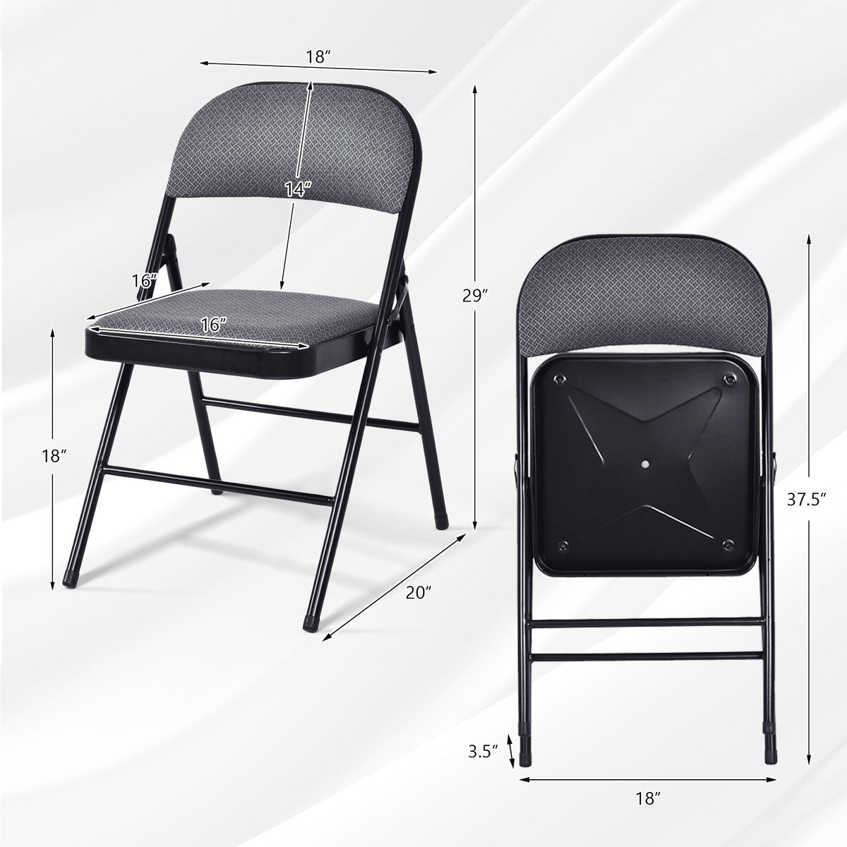 4 Pieces Fabric Upholstered Padded Seat Folding Chairs Seet 7