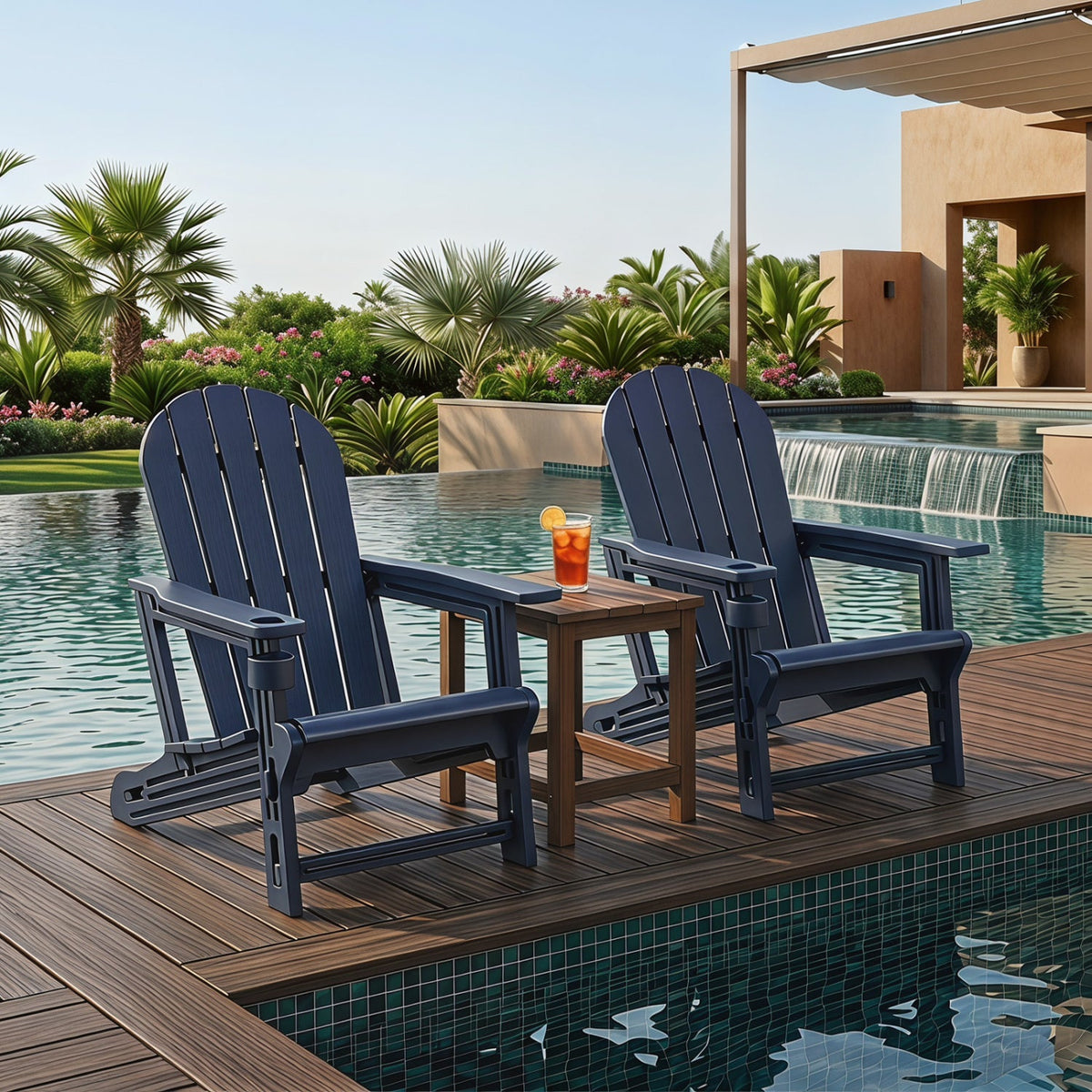 HDPE Adirondack Chairs Set of 2 with Cup Holders 1