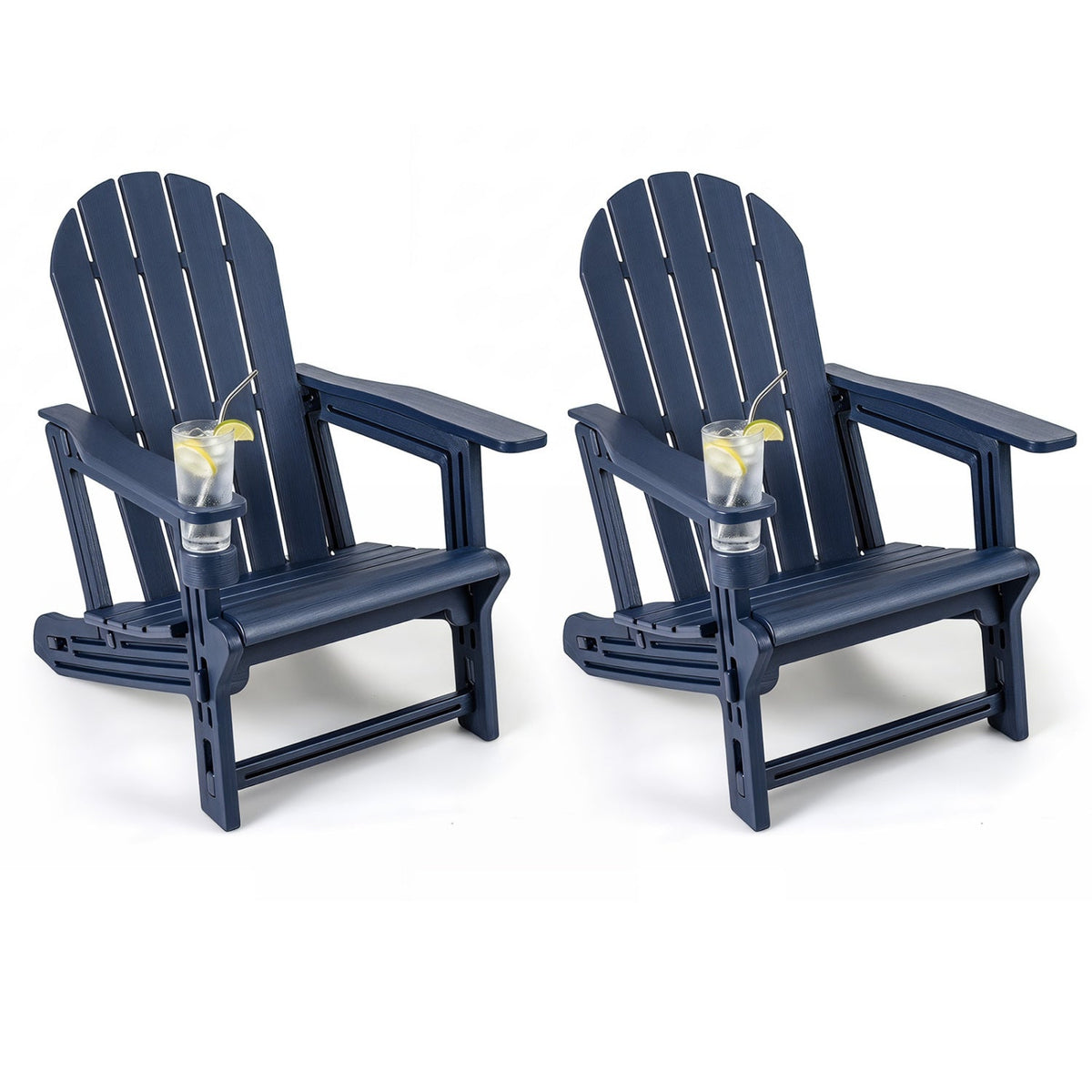 HDPE Adirondack Chairs Set of 2 with Cup Holders 2