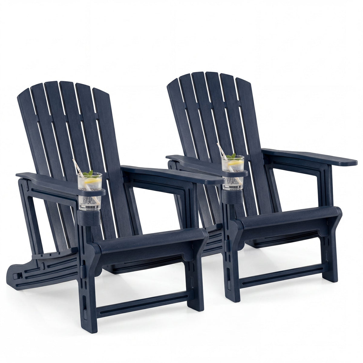 Adirondack Chairs Set of 2 HDPE with Cup Holders 19