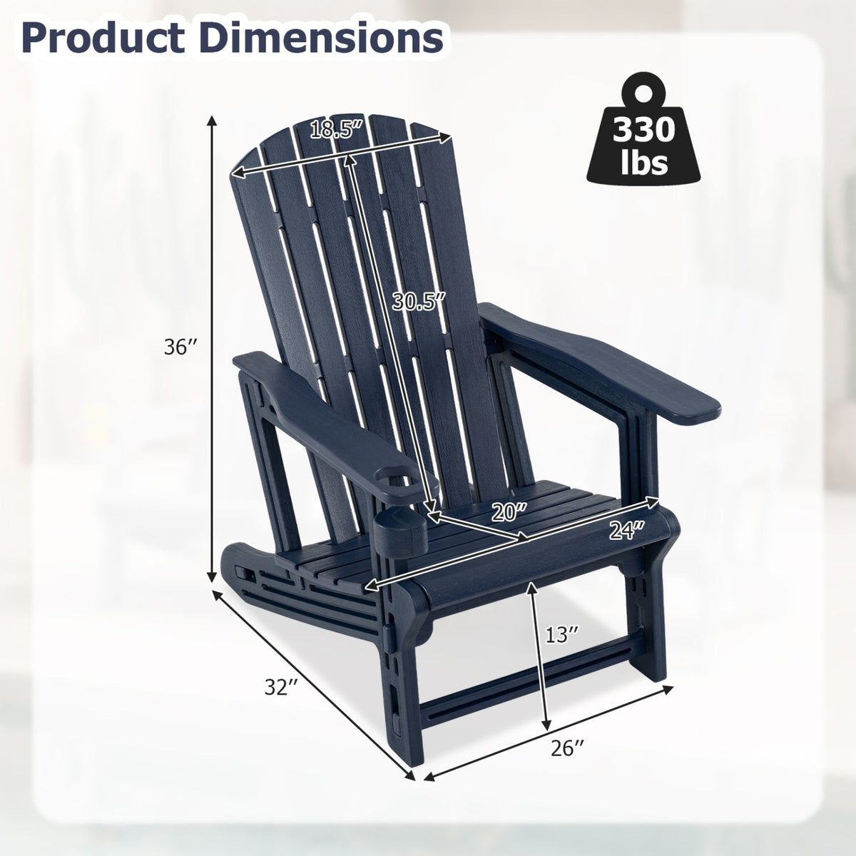 Adirondack Chairs Set of 2 HDPE with Cup Holders 21
