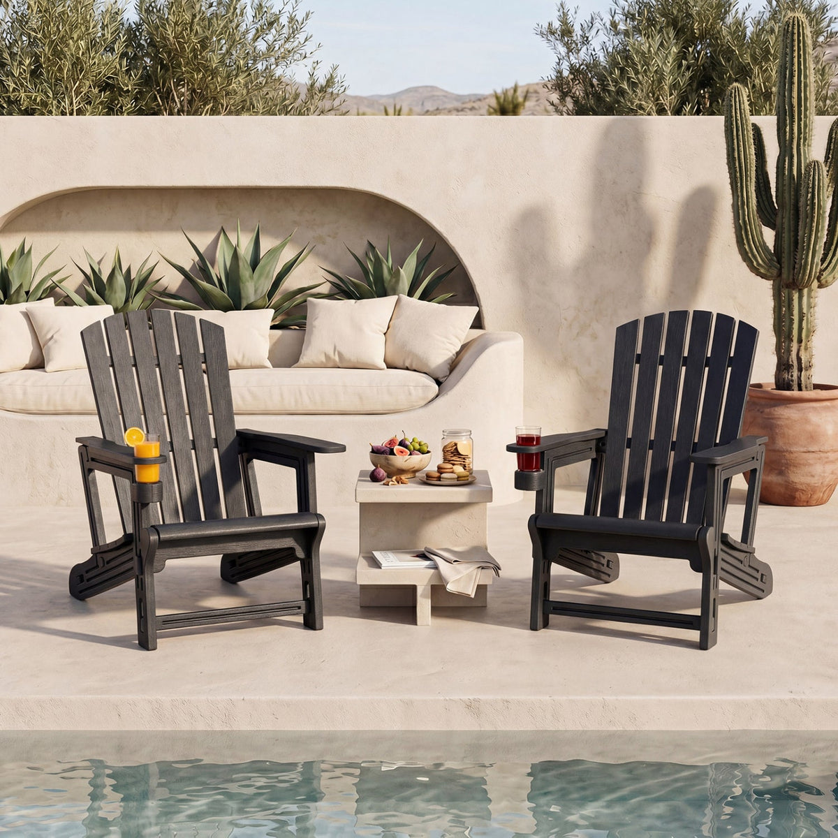 Adirondack Chairs Set of 2 HDPE with Cup Holders 2